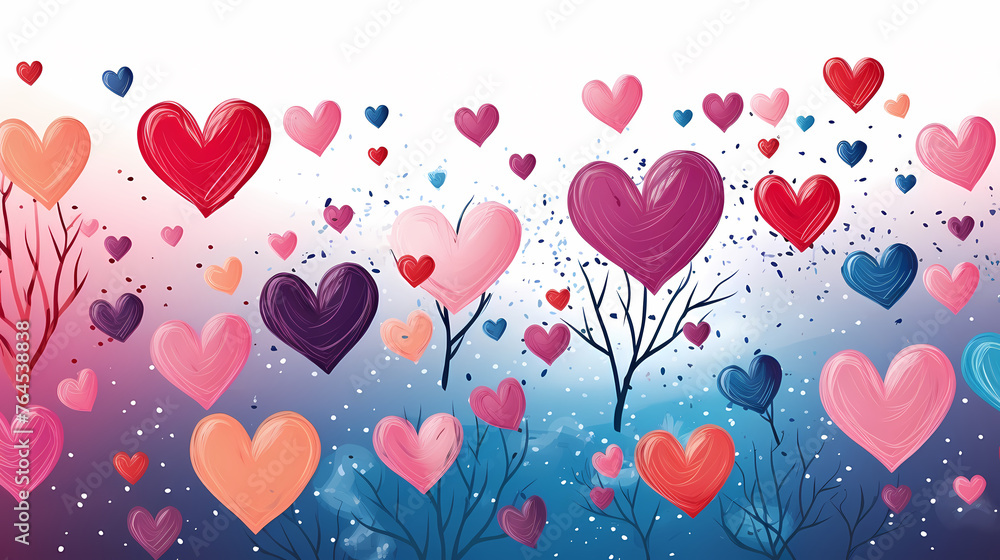 Background with doodle hearts illustration
