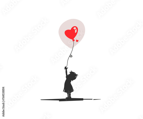 Obraz na płótnie child holding baloon heart logo illustration w salonie