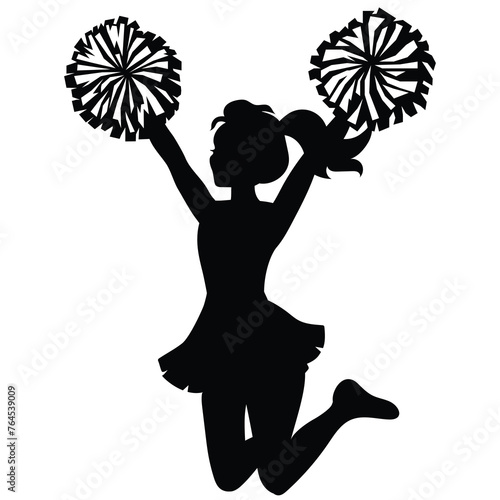Cheerleader girl silhouette vector cartoon illustration