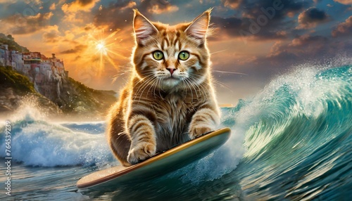 Tiger Cat Surfing photo