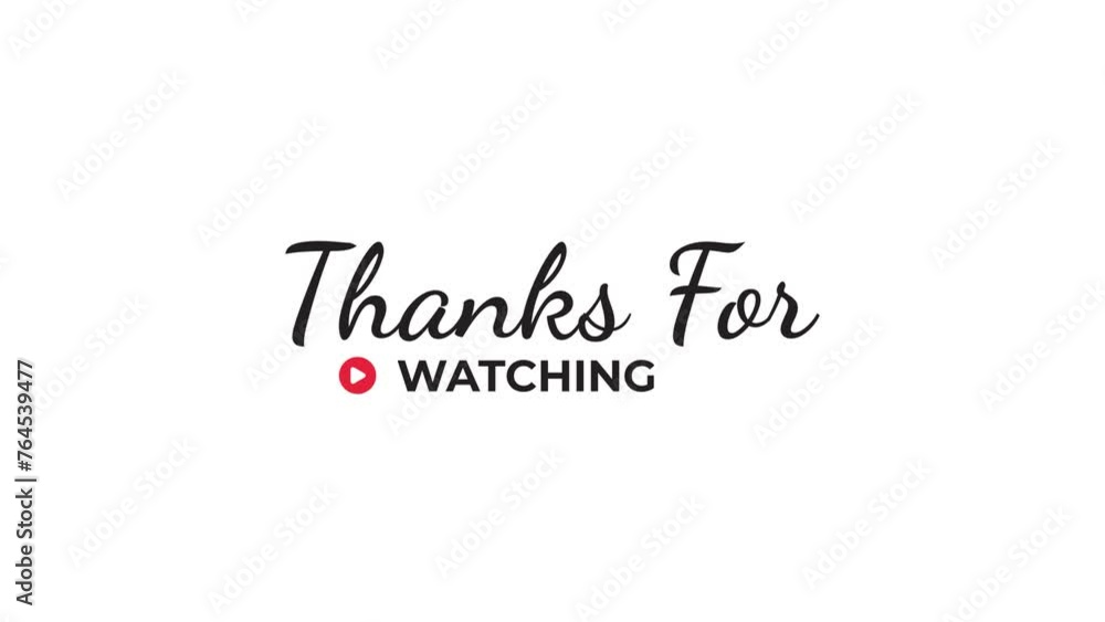 Animated Thanks for Watching Typography End Screen on White Background. 4k Video Animated Thanks for Watching Typography End Screen on White Background. 4k Video