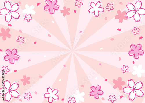 桜が舞う集中線・放射線の背景 ピンク サイズ比率3:4 