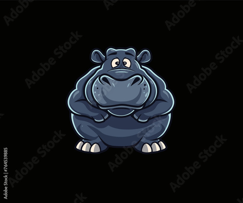 hippopotamus mascot logo illustration