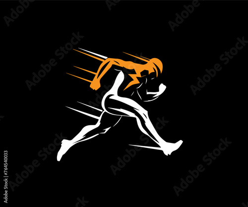 man running logo design template