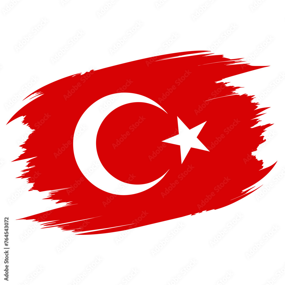 Obraz premium Turkish Flag Brush Strokes Vector Illustration