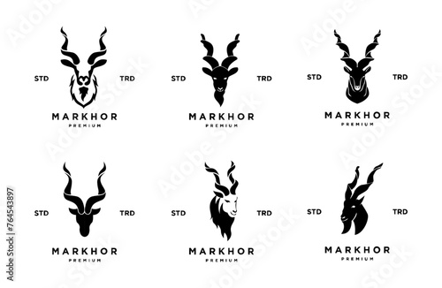 Markhor head animal logo design inspiration