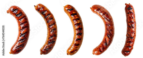 Tasty grilled sausages on isolated on transparent background photo