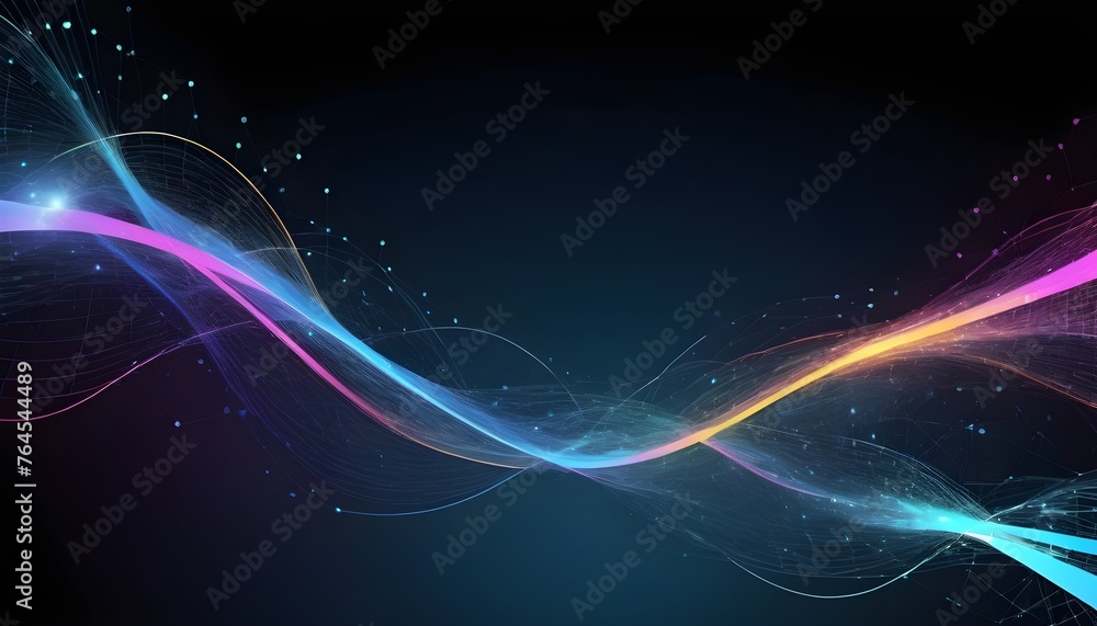 abstract blue-yellow pink lines background with digital lines