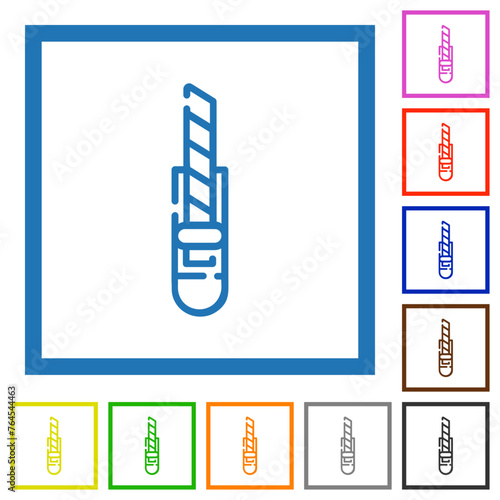 Cutter outline flat framed icons