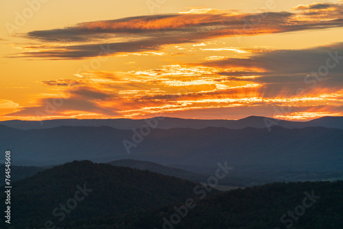 Sunrise Overlook at Shenandoah National Park along the Blue Ridge Mountains in Virginia