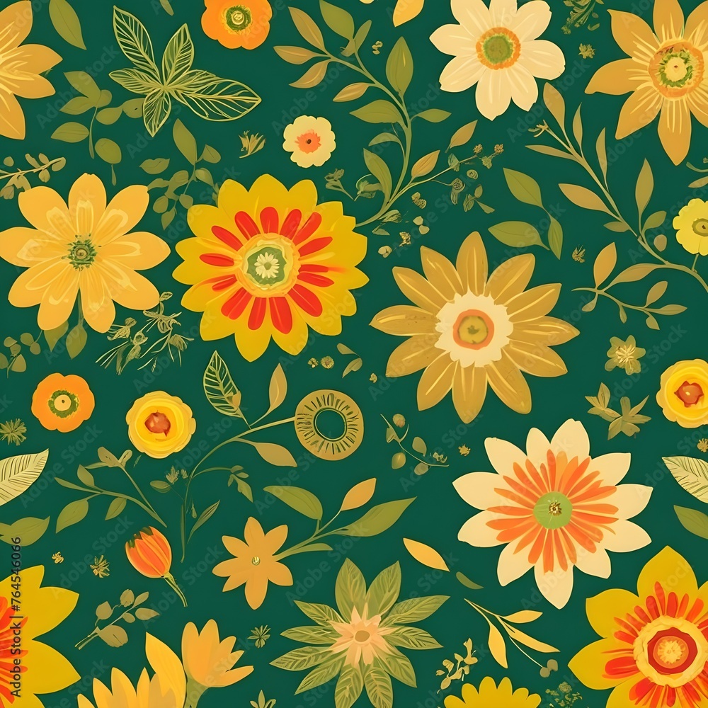 Yellow flowers on green background Yellow flowers on green background