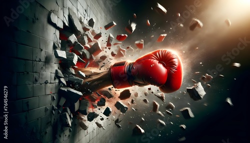 Powerful Punch Breaking Through a Brick Wall generative AI © DigitalNomadPN