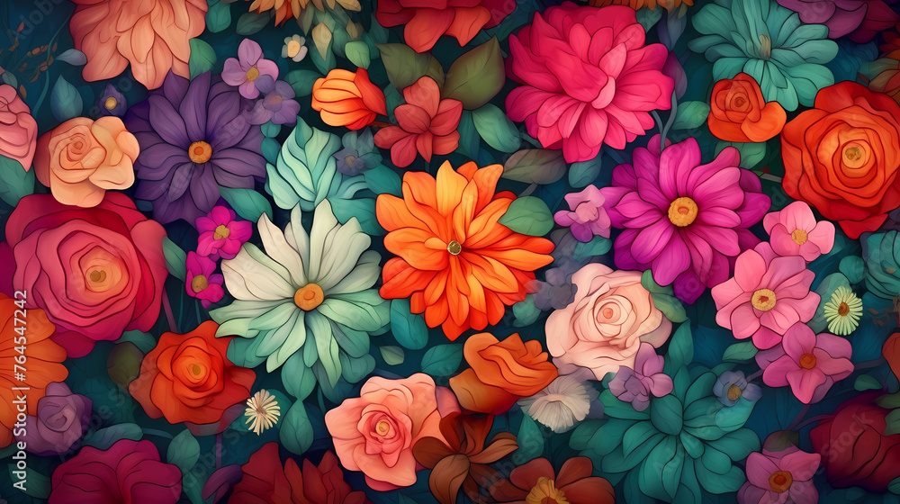 Colorful flowers background, season concept Colorful flowers background, season concept