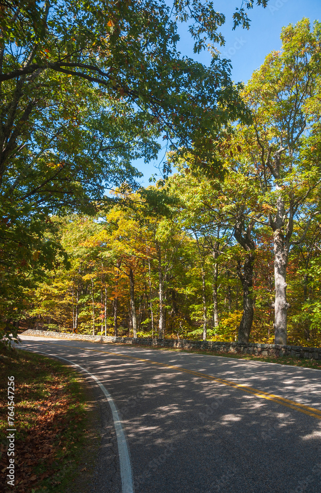 The Skyline Drive at Shenandoah National Park along the Blue Ridge Mountains in Virginia