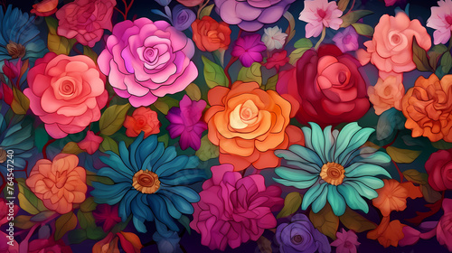 Colorful flowers background  season concept