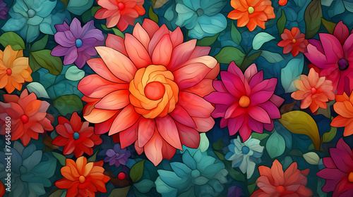Colorful flowers background, season concept