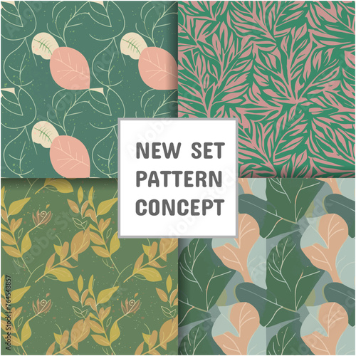 Tropical seamless pattern. seamless leaf set of patterns