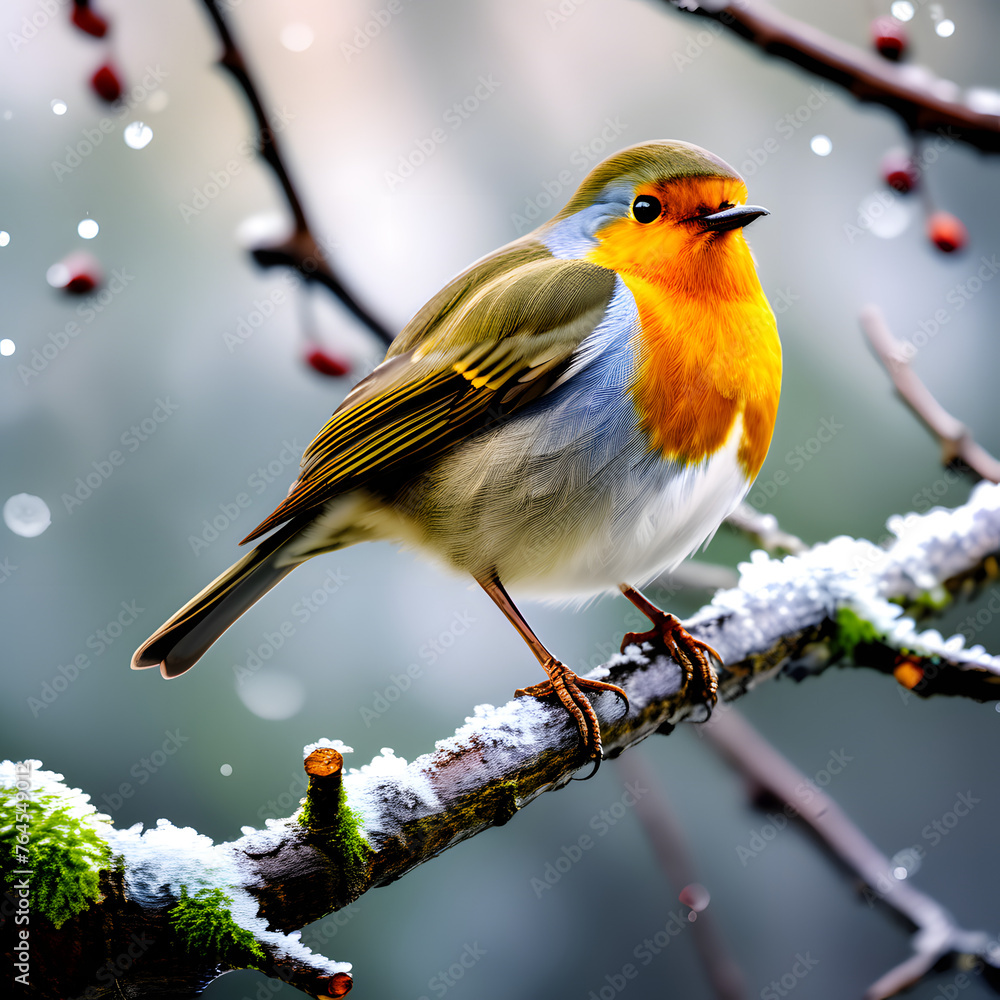 Fototapeta premium robin on branch
