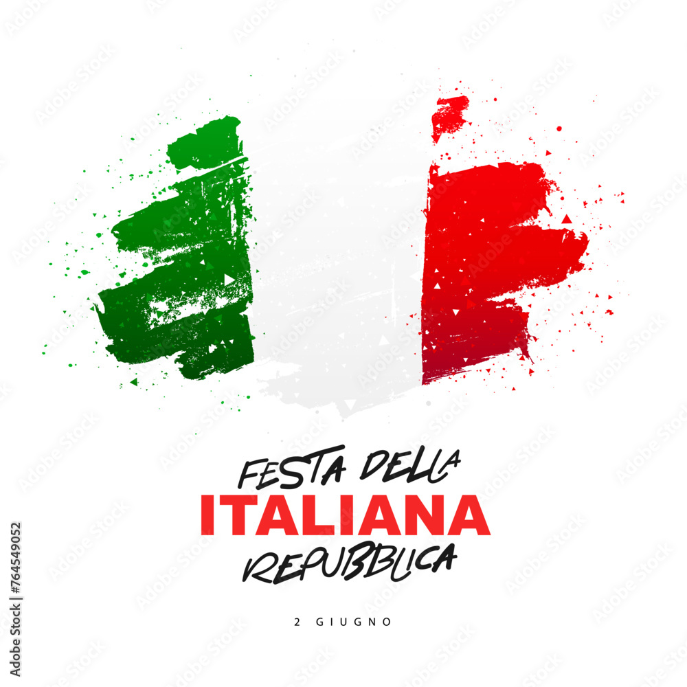 Republic Day of Italy, June 2 - inscription in Italian. Festa della repubblica italiana. Hand-drawn flag of Italy. Republic Day of Italy, June 2 - inscription in Italian. Festa della repubblica italiana. Hand-drawn flag of Italy.