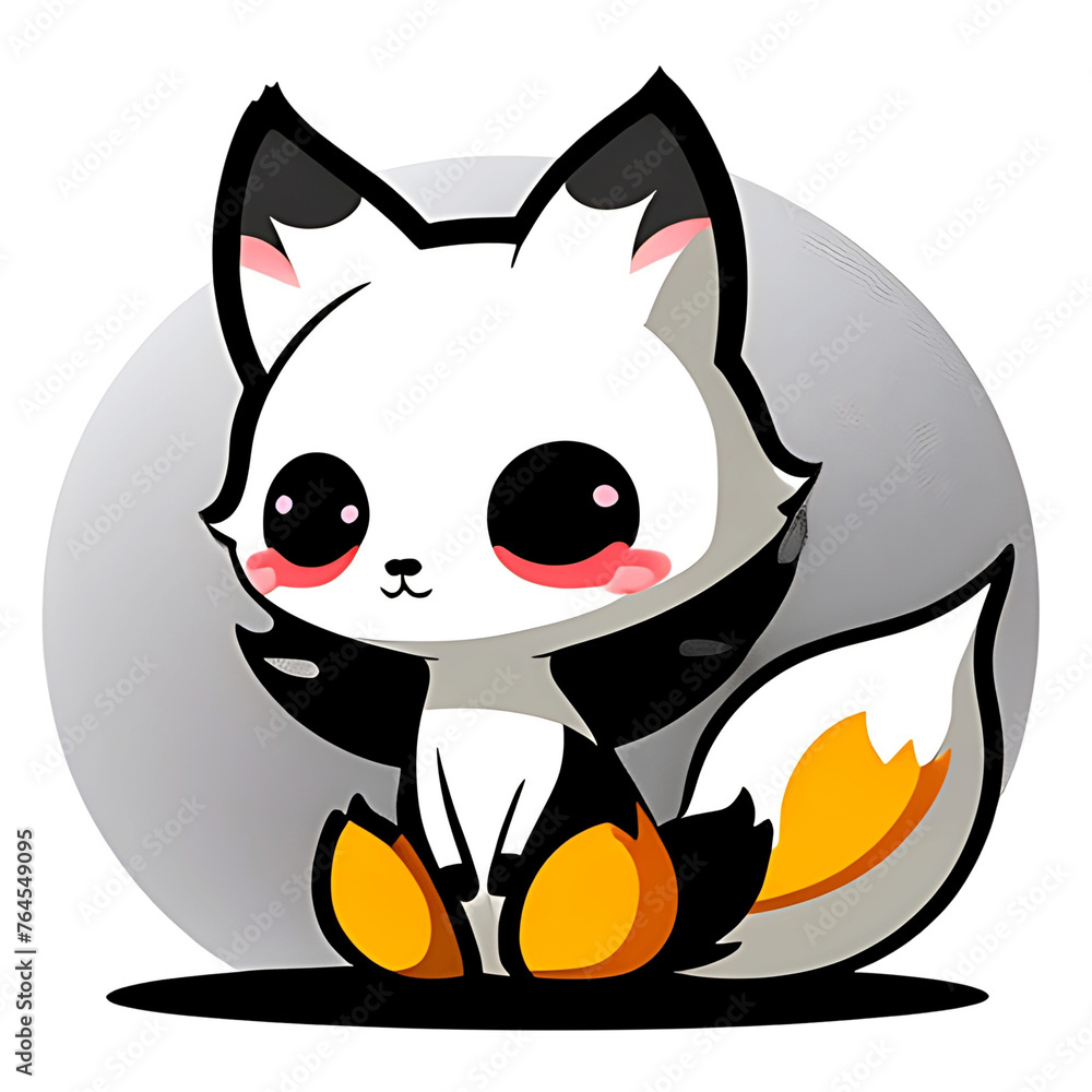 Fototapeta premium Cute Fox. Perfect for sticker, t-shirt or Design template. generative AI.