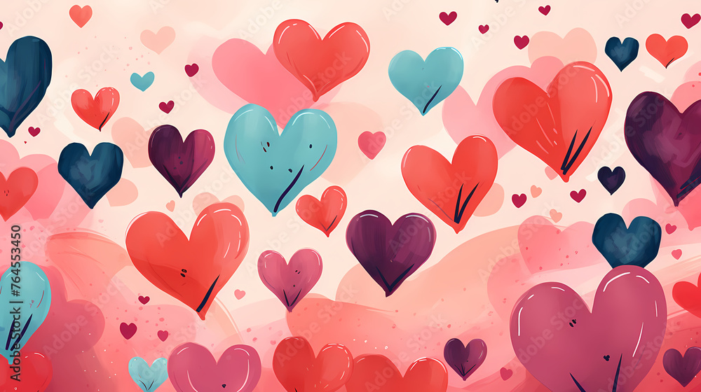 Doodle hearts as seamless wallpaper background pattern