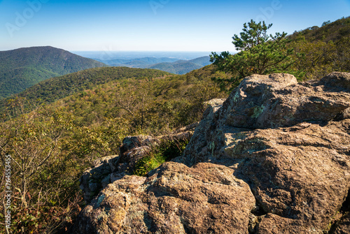 Bearfence Mountain Loop at Shenandoah National Park along the Blue Ridge Mountains in Virginia photo