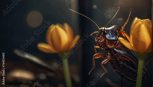 A cockroach scurrying