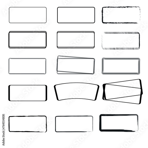 set of labels and frame in hand drawn stile. vector illustration