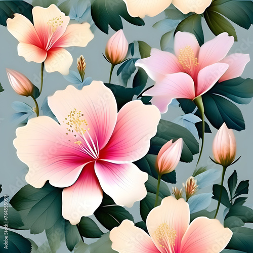 seamless pattern with pink lily
