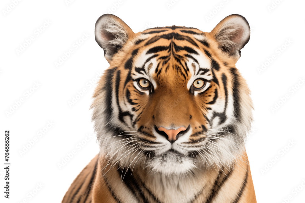 Portrait of a tiger isolated on a transparent background.