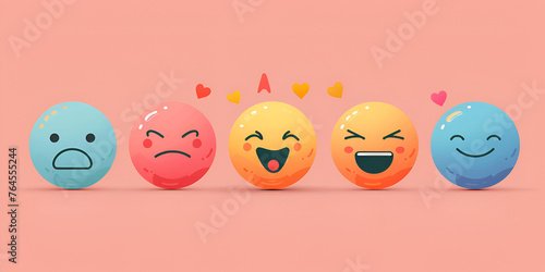 An illustration of emojis representing different emotions, generative ai © Chaman