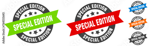 special edition stamp. special edition round ribbon sticker. tag