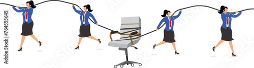 Career aspirations and competition for jobs, higher career aspirations, career achievement or success, career growth or advancement, a group of businesswomen competing for the vacant big office chairs