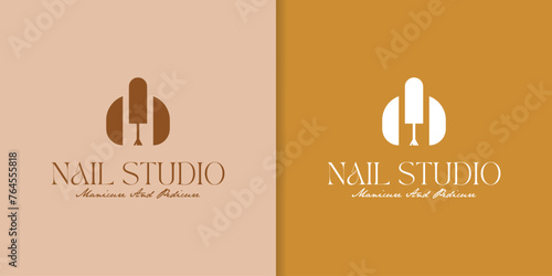 Beauty nail salon and nail beauty studio logo illustration
