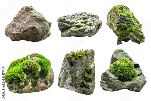 Natural Environment Mossy Rocks on transparent background,