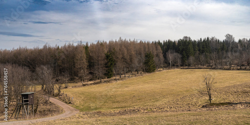 Fototapeta Naklejka Na Ścianę i Meble -  Landschaft im Osterzgebirge bei Geising- Wanderung um die Kohlhaukuppe 6
