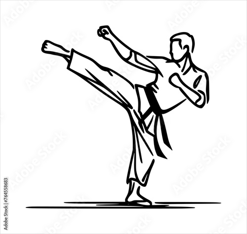 kungfu moves silhouette - line hand drawing (artwork 5)