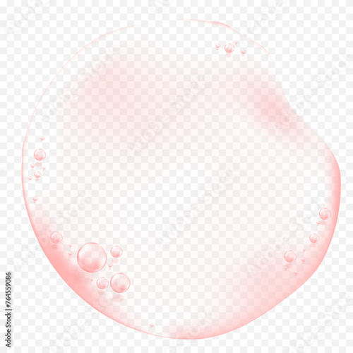 Gel serum drops with bubbles surface background.Vector 3d Clear Liquid Blobs Oil, Collagen,Jelly, Water texture in Glossy Surface. Cosmetic beauty care product lotion essence,Acid Moisturizer Smear