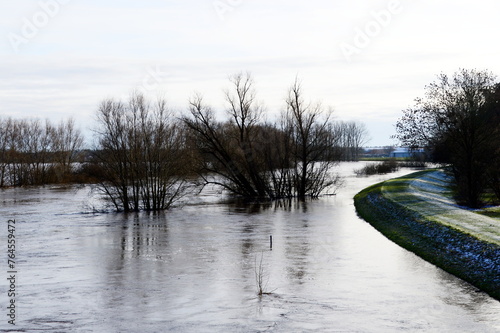 Flood in Winter at the River Aller near the Town Rethem, Lower Saxony photo