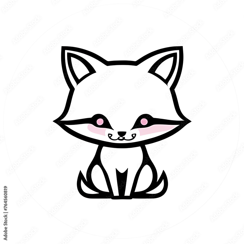 Fototapeta premium Cute Fox. Perfect for sticker, t-shirt or Design template. generative AI.