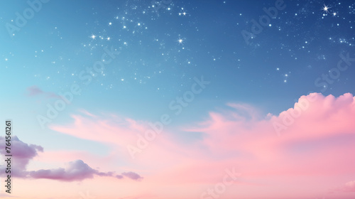 Starry cloud background with pink hues during a peaceful twilight hour