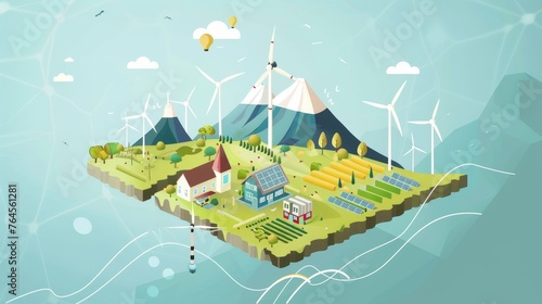An infographic - style visualization illustrating the benefits of transitioning to renewable energy,