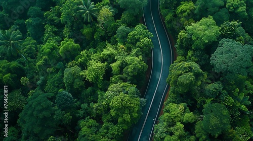 An aerial snapshot reveals the striking contrast between a verdant green forest © Chingiz