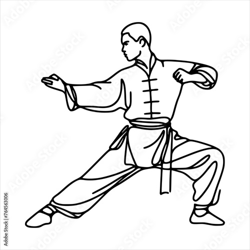 kungfu moves silhouette - line hand drawing (artwork 7)