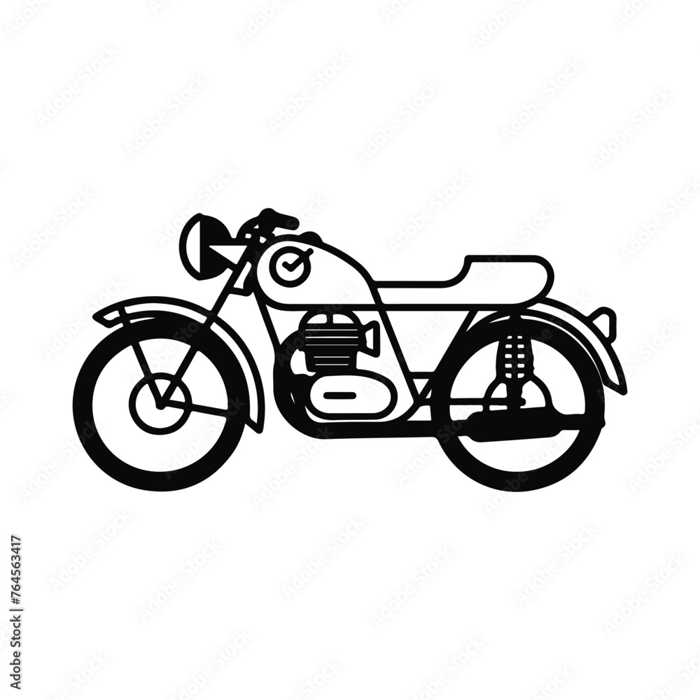 Fototapeta premium simple and minimalistic motorcycle logo, lineart style, black and white line art, white background, no shading