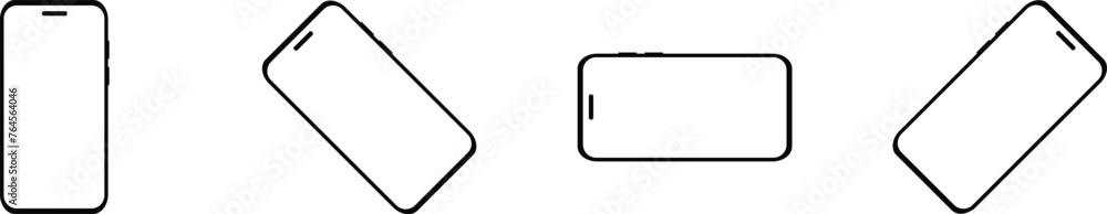 Set Of Smartphone Mockup, mobile phone vector Isolated on White Background. device UI UX mockup. phone different angles views. Vector illustration Set Of Smartphone Mockup, mobile phone vector Isolated on White Background. device UI UX mockup. phone different angles views. Vector illustration