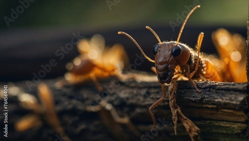 A termite chewing on wood