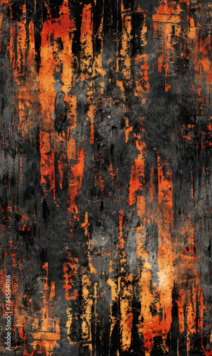 Fiery red and black grunge texture on a rough surface.