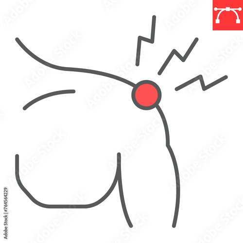 Shoulder pain line icon, body pain and human disease, shoulder ache vector icon, vector graphics, editable stroke outline sign, eps 10.