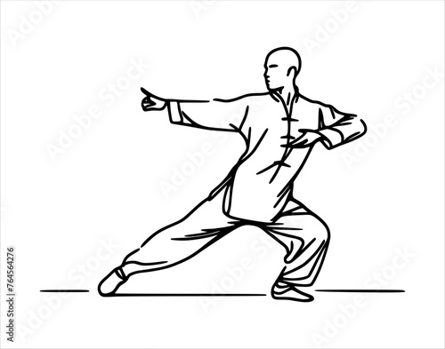 kungfu moves silhouette - line hand drawing (artwork 8)